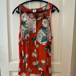 Floral Sleeveless Top - orange